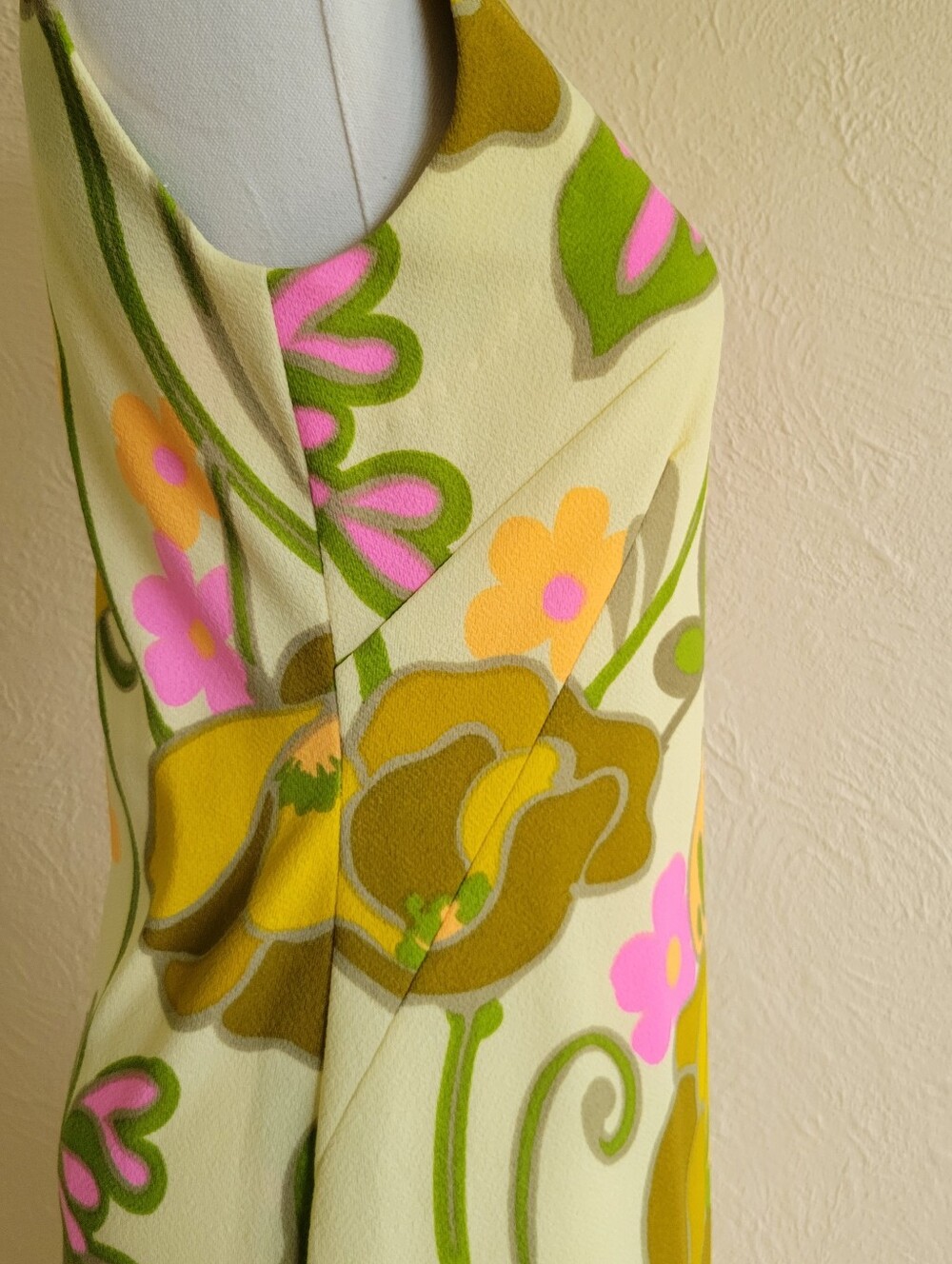 Vintage Yellow Floral Polyester Dress - Picture 5 of 7